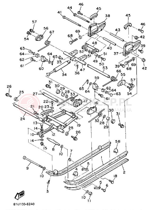 Schemat "Zawieszenie gąsiennicy" do Yamaha BRAVO T (LONG TRACK) BR250TM