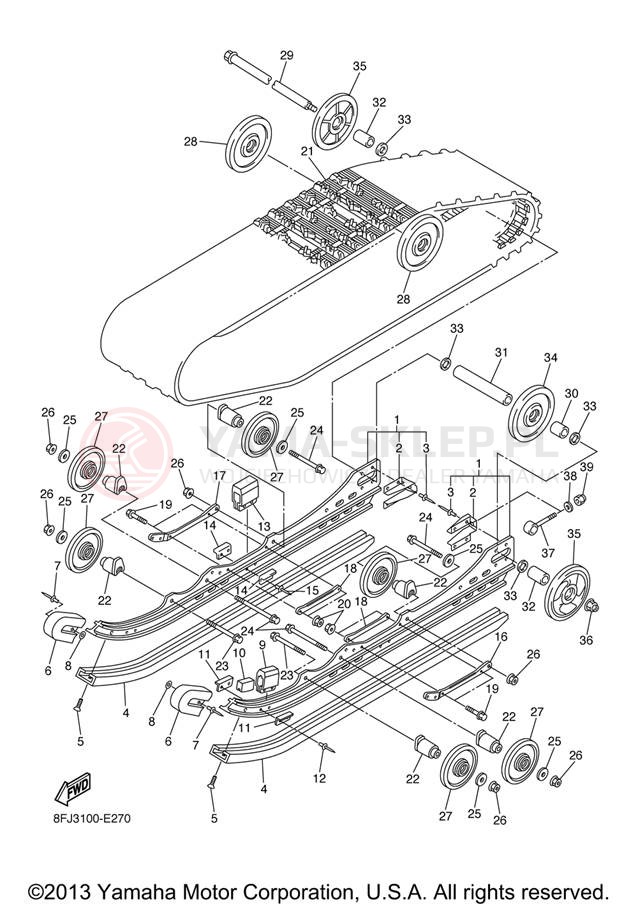 Schemat "Zawieszenie gąsiennicy" do Yamaha APEX RTX RX10RTRXB