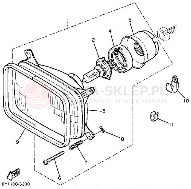 Schemat "Lampa przód" do Yamaha BRAVO T (LONG TRACK) BR250TN