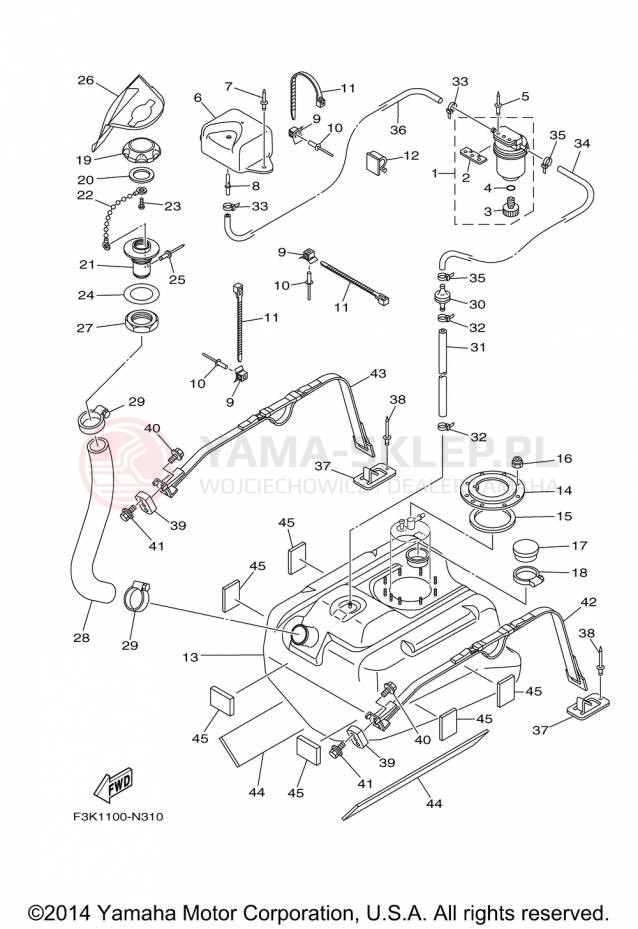 Schemat "zbiornik paliwa" do Yamaha WAVERUNNER FZS GX1800AP