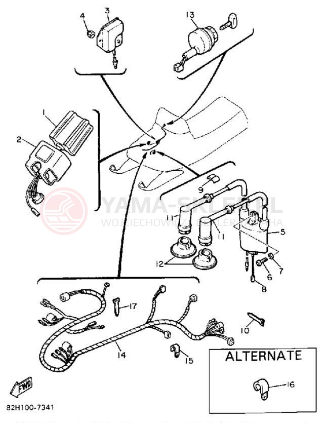 Schemat "układ elektryczny" do Yamaha ENTICER 340 ET340M