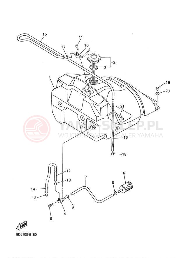 Schemat "zbiornik paliwa" do Yamaha PHAZER 500 PZ500D