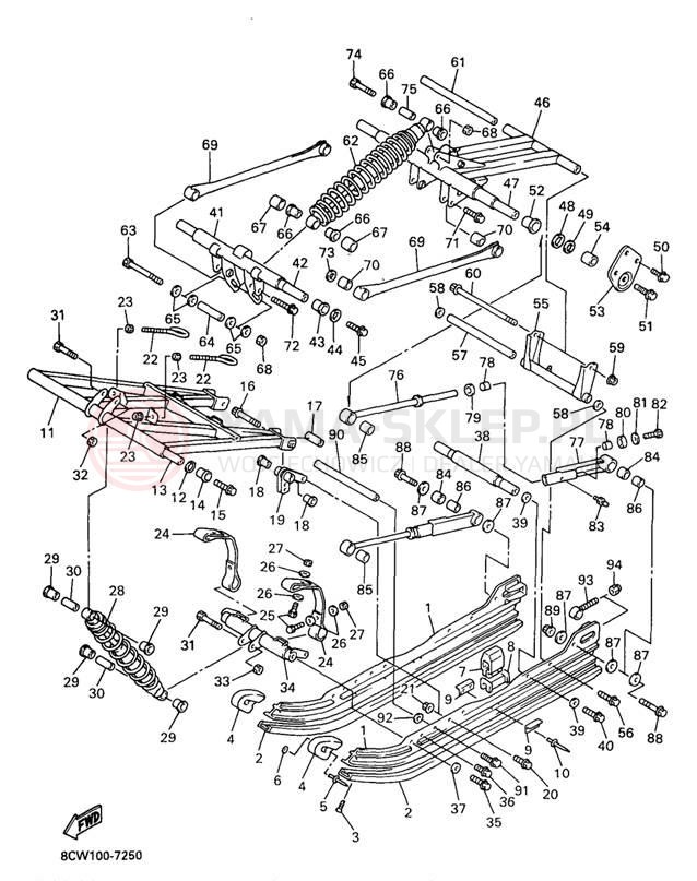 Schemat "Zawieszenie gąsiennicy" do Yamaha MOUNTAIN MAX 700 MM700A/MM600A