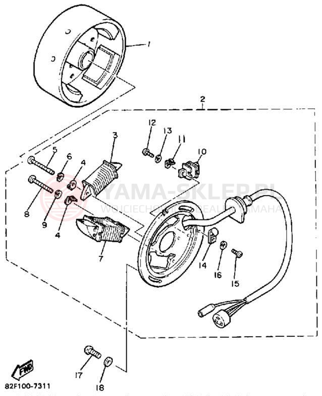 Schemat "prądnica" do Yamaha BRAVO T (LONG TRACK) BR250TN