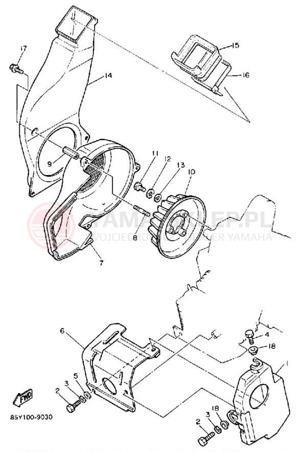 Schemat "Obudowa wentylatora" do Yamaha SNOSCOOT (ELEC START) SV80EP
