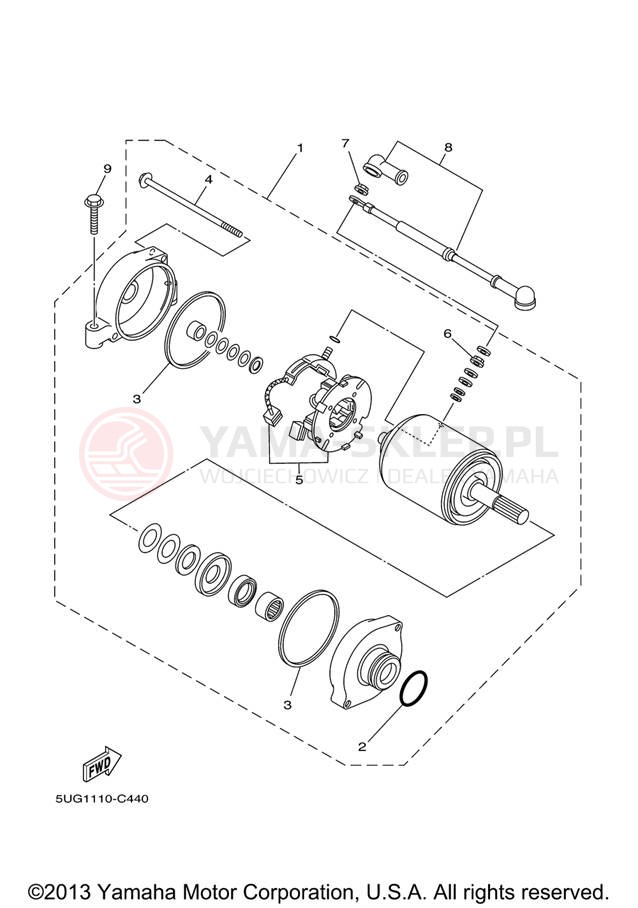 Schemat "rozrusznik" do Yamaha RHINO 450 HUNTER YXR45FHX