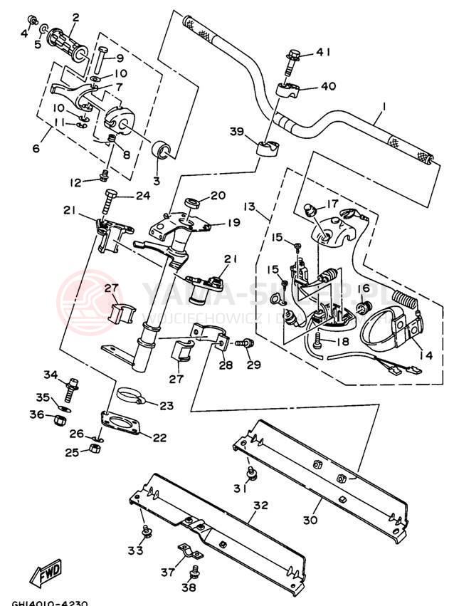 Schemat "Kierownica i osprzęt" do Yamaha WAVE RAIDER 760 RA760U