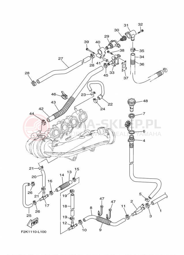 Schemat "Wydech końcowy" do Yamaha SX210 LAT1100CP/LAT1100DP