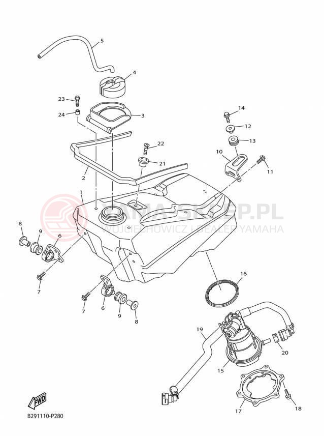 Schemat "zbiornik paliwa" do Yamaha YZ250FX YZ250FXF
