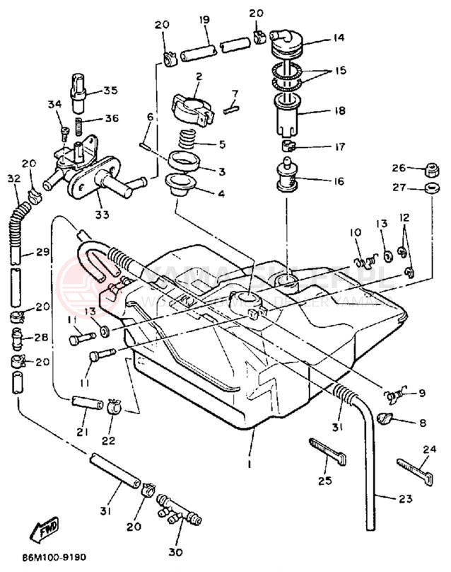 Schemat "zbiornik paliwa" do Yamaha EXCITER EX570N
