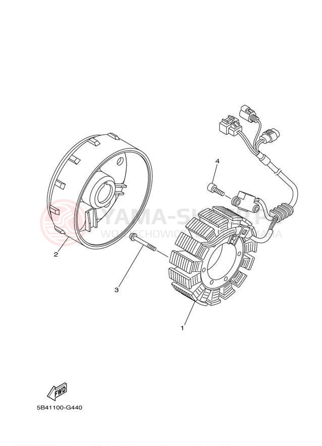 Schemat "prądnica" do Yamaha YXR7FHD